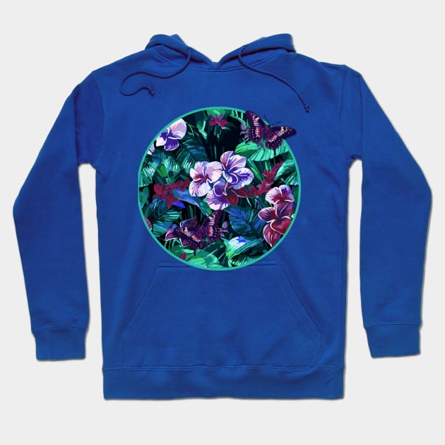 Midnight Mahalo Plumerias Hoodie by Nina May Design Studio